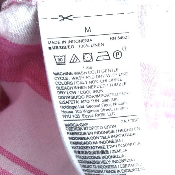Gap Pink Linen Shirt Nautical Striped Spring Summer Resortwear Sleeveless Sz M - Picture 8 of 8